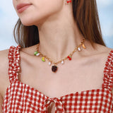 Michelle Fruit Charm Gold Necklace