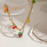 Michelle Fruit Charm Gold Necklace